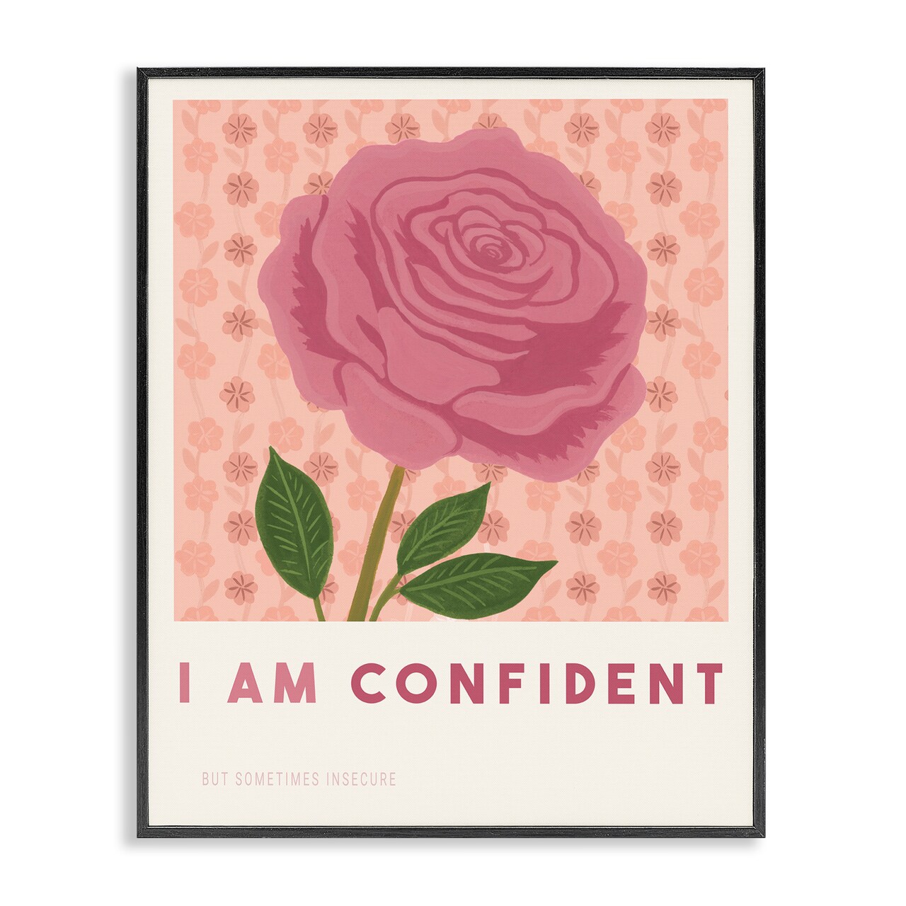 Stupell Industries Rose I Am Confident Affirmation Framed Giclee, design by Courtney Haley
